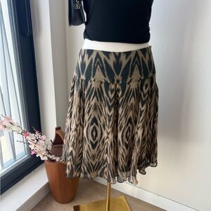 INC International Concepts A-Line Skirt in Black and Tan Pattern